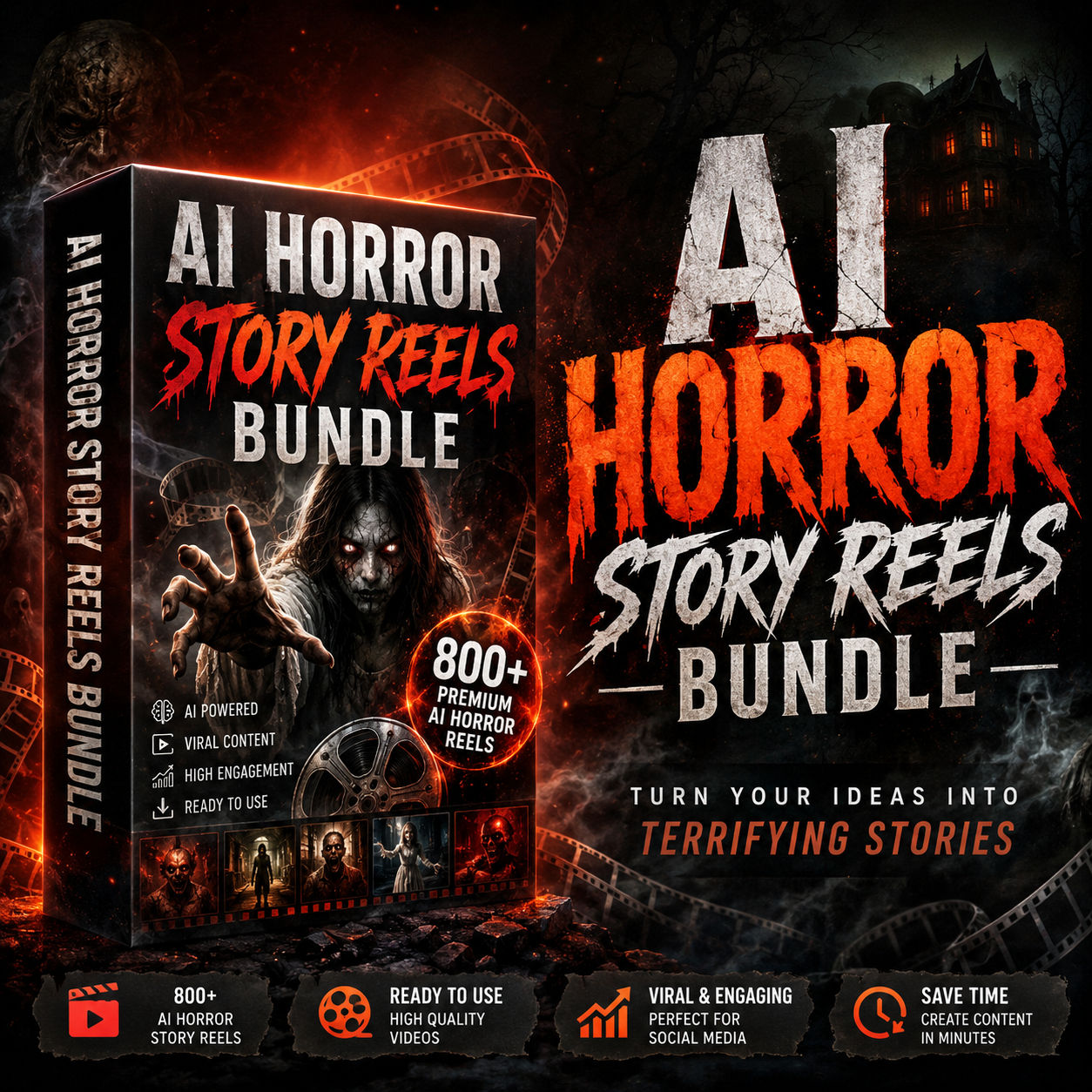 Horror AI Story Reels Bundle 200 Videos 4K
