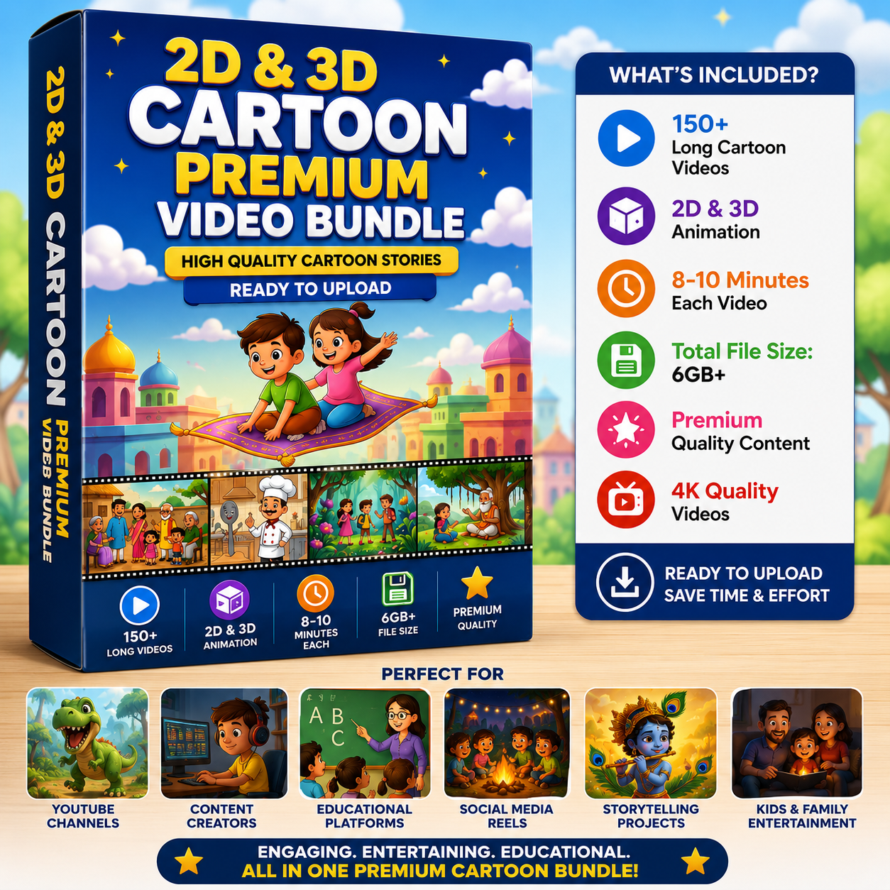 2D 3D Cartoon Bundle 150 Stories 4K